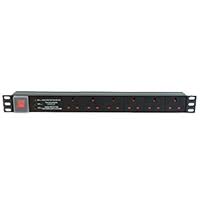 6-Way 1U 19-inch Horizontal Rackmount PDU w/ Surge Protection (UK Outlets; UK Plug)