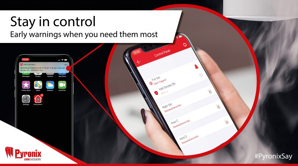 App-controlled intruder alarm notifications